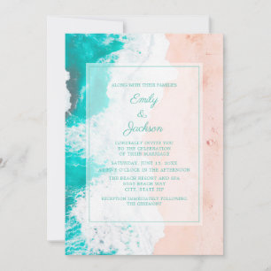 Convite Casamento Castanho-Branco-Teal Tropical do Oceano 