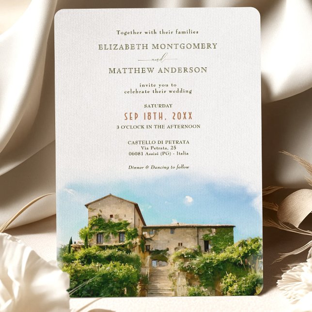 Convite Casamento Castello di Petrata Assisi Itália (Criador carregado)