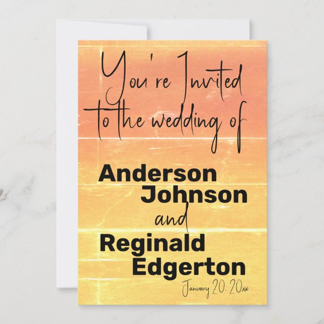 Convite Casamento Casual Amarelo Casual de Verão Russo (Frente)