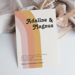 Convite Casamento Casual Arco-Íris dos anos 70 do Retro Mo