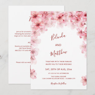 Convite Casamento Casual Arqueado Branco Flor de Cerejeira