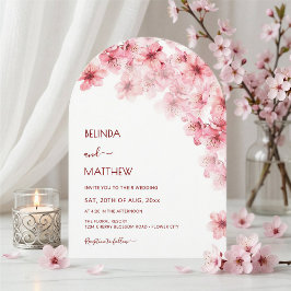 Convite Casamento Casual Arqueado Branco Flor de Cerejeira
