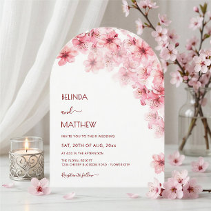 Convite Casamento Casual Arqueado Branco Flor de Cerejeira