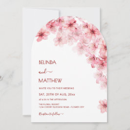 Convite Casamento Casual Arqueado Branco Flor de Cerejeira