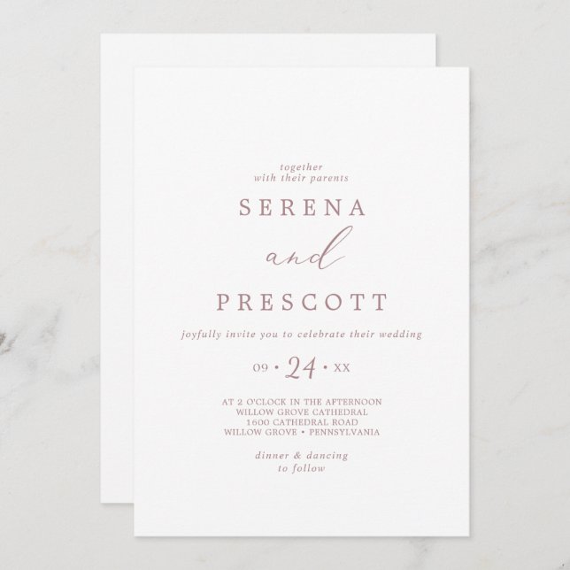 Convite Casamento Casual da Caligrafia Dourada Delicada (Frente/Verso)