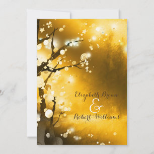 Convite Casamento Casual da Floresta Dourada da Glittery