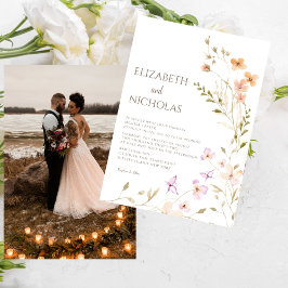 Convite Casamento Casual de Boho Wildflower Elegante