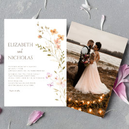 Convite Casamento Casual de Boho Wildflower Elegante