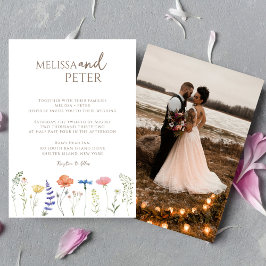 Convite Casamento Casual de Boho Wildflower Elegante