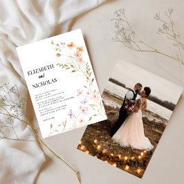 Convite Casamento Casual de Boho Wildflower Elegante