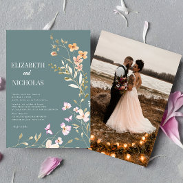 Convite Casamento Casual de Boho Wildflower Elegante