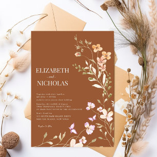 Convite Casamento Casual de Boho Wildflower Elegante