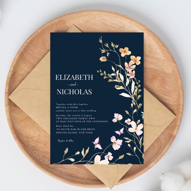 Convite Casamento Casual de Boho Wildflower Elegante (Criador carregado)