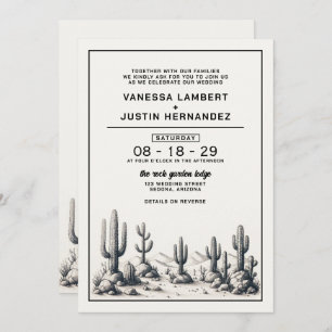 Convite Casamento Casual de Cactus com Código QR