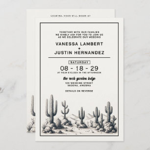Convite Casamento Casual de Cactus com Código QR e Detalhe
