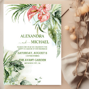 Convite Casamento Casual de Palm Tropical Selvagem