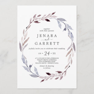 Convite Casamento Casual de Winter Greenery Wreath