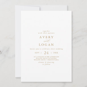 Convite Casamento Casual Dourado Elegante