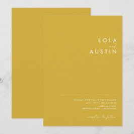 Convite Casamento Casual Dourado Minimalista Moderno