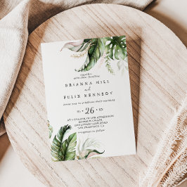 Convite Casamento Casual Dourado Verde Tropical