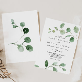 Convite Casamento Casual Eucalyptus Verde Minimalista Eleg