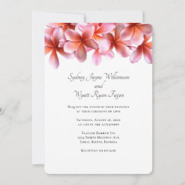 Convite Casamento Casual Floral Rosa-Rosa-Plumeria Havaian