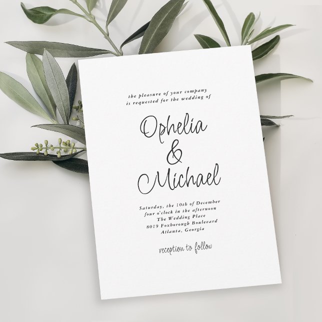 Convite Casamento Casual Simples e Moderno (Modern, simple, casual wedding invitation may be ordered in printed and digital download formats.)