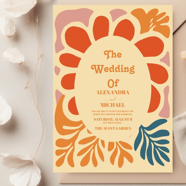 Convite Casamento Casual Vintage Boêmio Retro (Criador carregado)