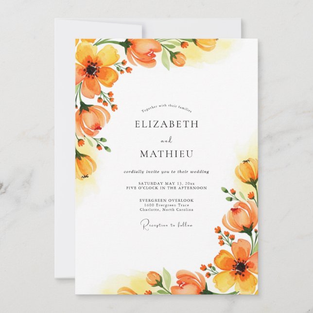 Convite Casamento Cativante da Primavera Âmbar (Frente)