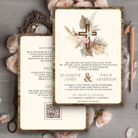 Casamento Católico Boho Pampas Cruz de Madeira Tud