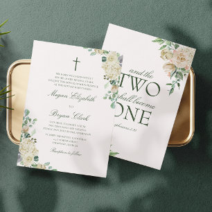 Convite Casamento Católico com Floral em Aquarela Megan