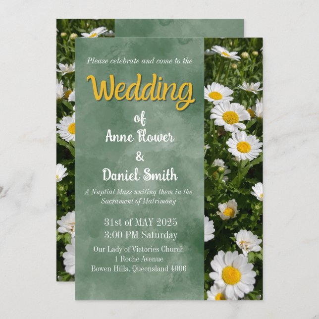 Convite Casamento Católico de Margarida Verde (Frente/Verso)