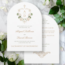 Casamento Católico de Rosas Brancas Frame Monogram