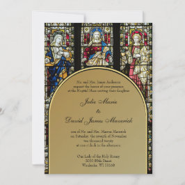 Convite Casamento Católico de Vidro Estreito Elegante