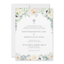 Casamento Católico Floral Branco Elegante com RSVP