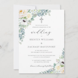 Convite Casamento Católico Kristen Boho Floral Greenery