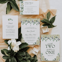 Convite Casamento Católico Megan White Roses & Greenery