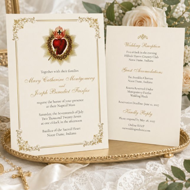 Convite Casamento Católico Sagrado Coração  (Criador carregado)