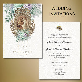 Convite Casamento Católico verde menta lavanda