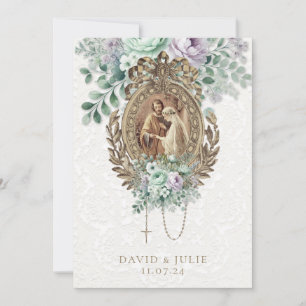 Convite Casamento Católico verde menta lavanda