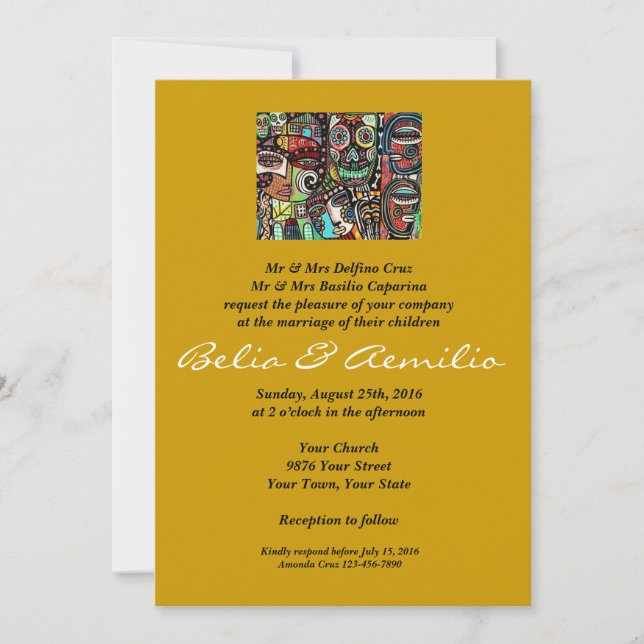 Convite Casamento - Celebre a Vida Casal Mexicano (Frente)