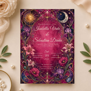 Convite Casamento Celestial Art Nouveau Romântico