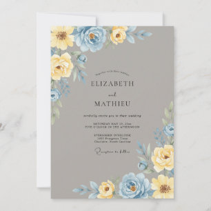 Convite Casamento Celestial Azul Empoeirado de Primavera