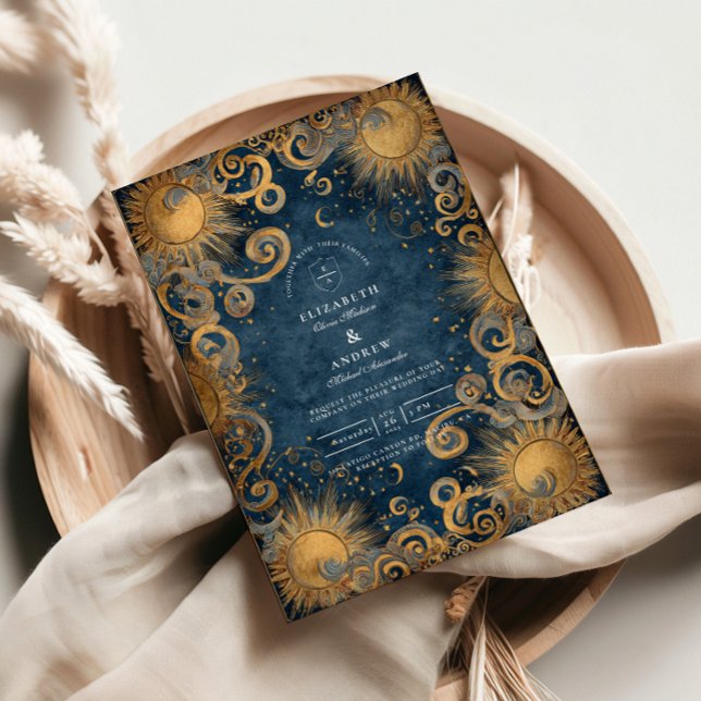 Convite Casamento Celestial Azul Real (Criador carregado)