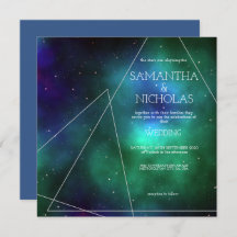 Casamento Celestial Blue Galaxy Abstrato