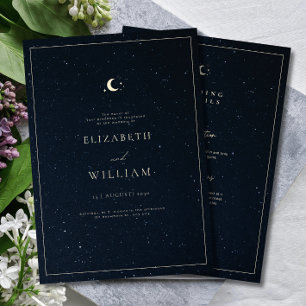 Convite Casamento Celestial Céu Noturno Estrelado Elegante