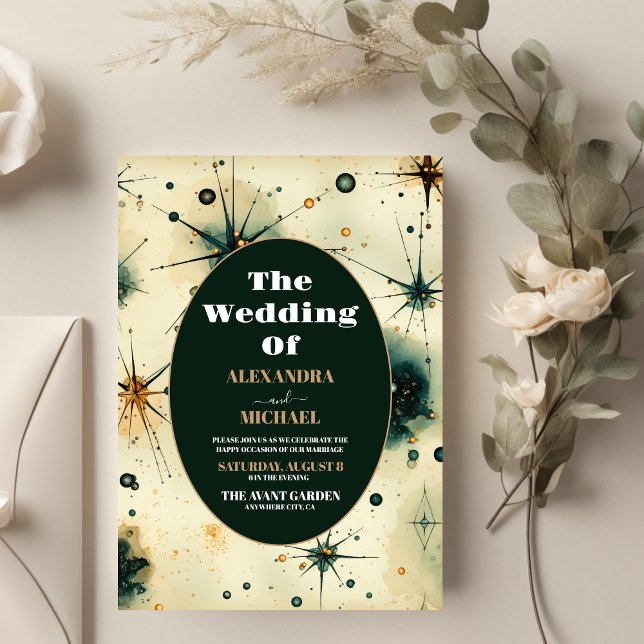 Convite Casamento Celestial com Aquarela Vintage (Criador carregado)
