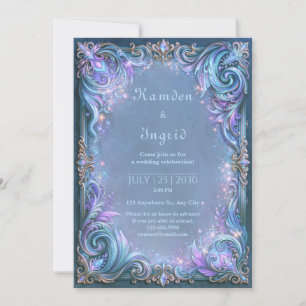 Convite Casamento Celestial com Filigrana de Lavanda