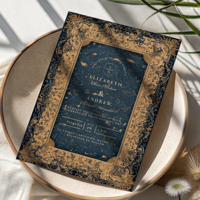 Convite Casamento Celestial da Meia-Noite Real (Criador carregado)