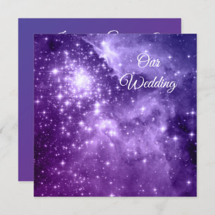 Convite Casamento Celestial das Estrelas de Ombre Roxo